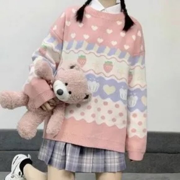 Big Goose Strawberry Flower Heart Sweater - Picture 4 of 9